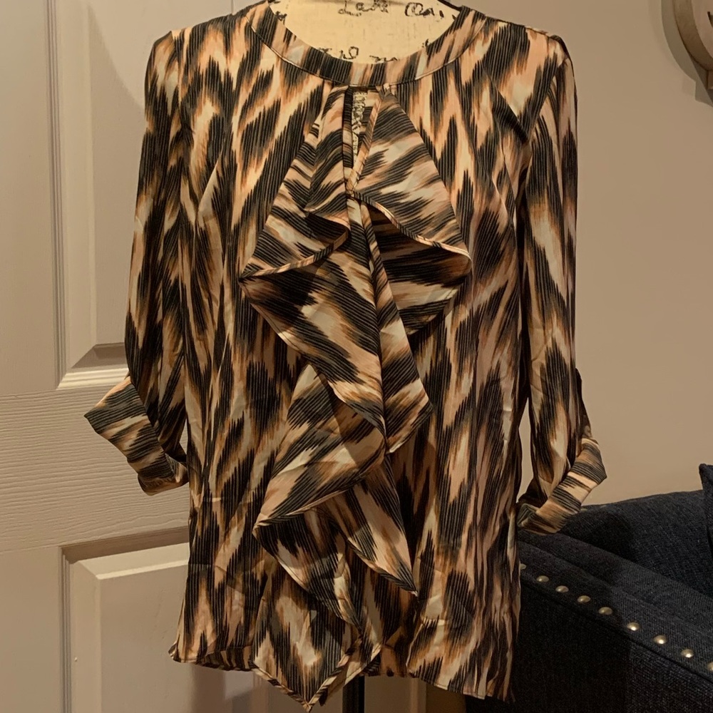 NY & Co High Low Hem Blouse with Ruffle